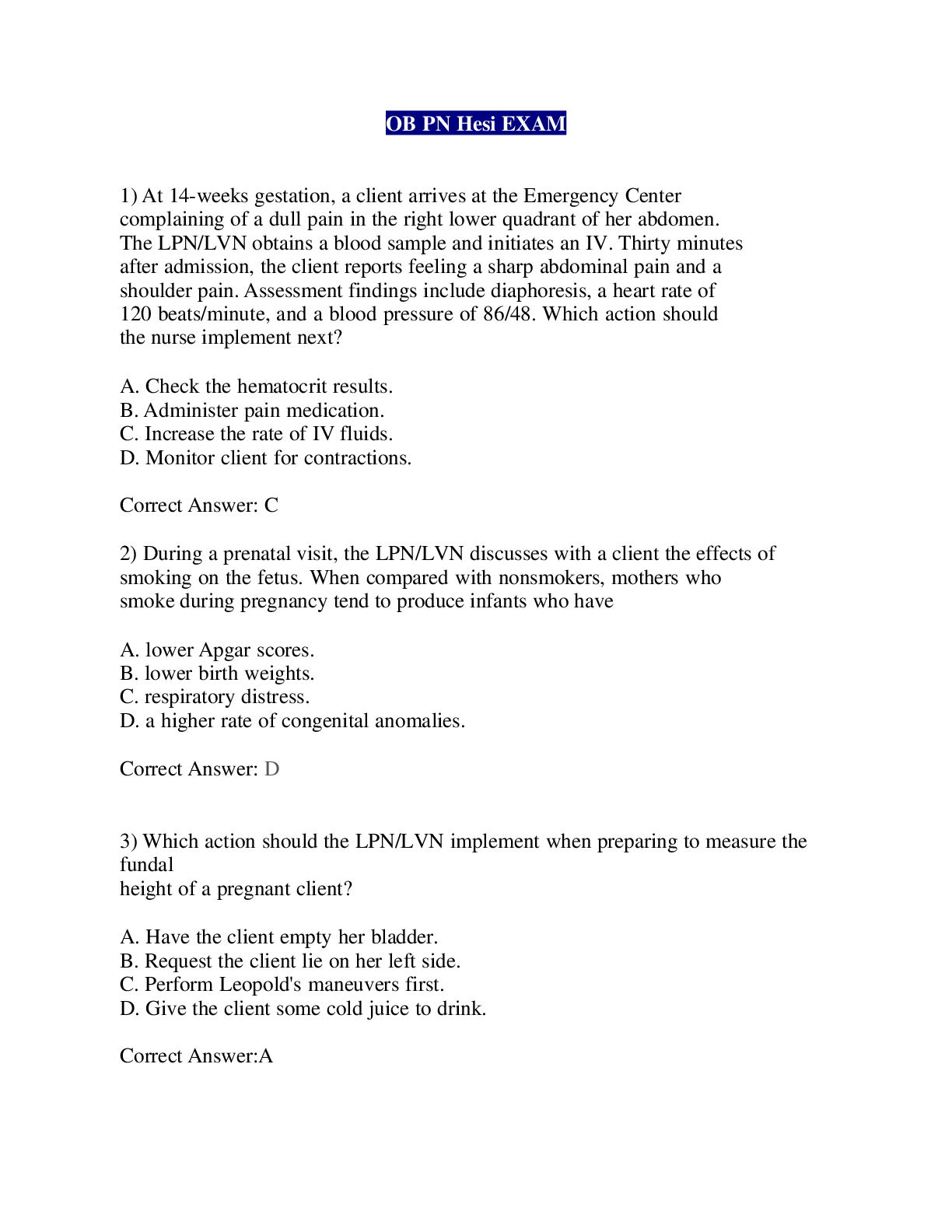 Preview image of HESI PN OB document